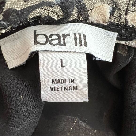 Bar III Black Floral Chiffon Blouse size Large - Picture 5 of 9